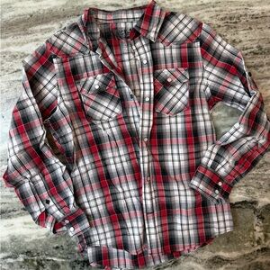 Helix Red and Black Plaid Pearl Snap Button Down Shirt
Boys Medium